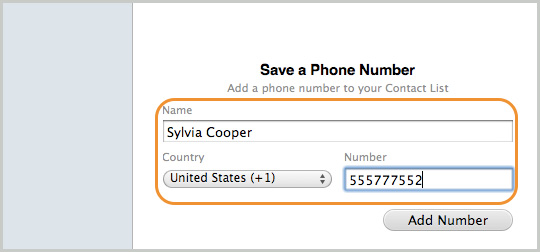 save a phone number screen