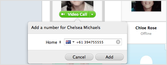 contact's profile showing where to save number
