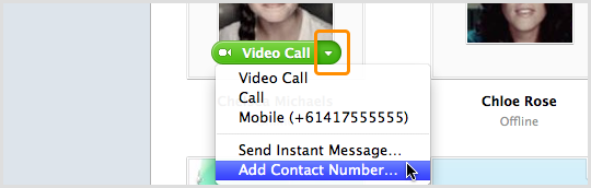 call button showing add contact number