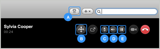 Image showing Mute, Volume, Screen sharing, Dial pad and instant messaging icons