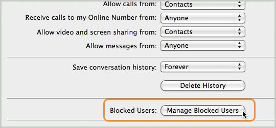 Managed blocked users button