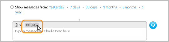 SMS button in conversation box