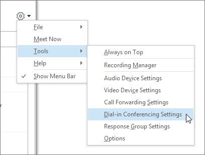 Skype for business 呼入式电话会议